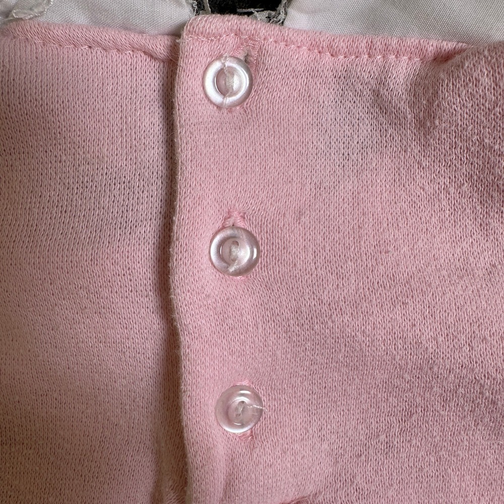 Doe-Spun Vintage Pink Lamb Patchwork Sweatshirt Lace Collar 12 Months - Picture 5 of 10